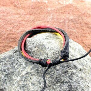 Dallas Crew Womens Multi Strand Weathered Boho Bracelet Red Black Yellow Gift